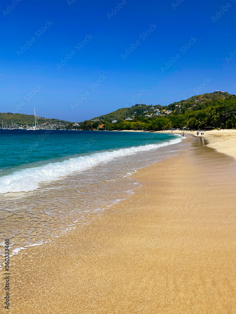 Sandy beach on the island of Bequia in the Caribbean 