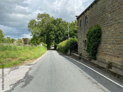 Country lane, leading down toward Kildwick, Keighley, UK