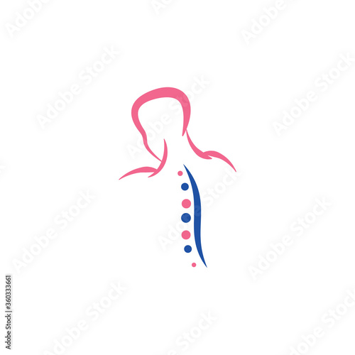 Chiropractic Logo Design Vector illustration. Human backbone Pain Logo. Spine care logo. 