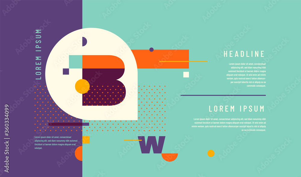 Minimalist banner design in abstract style with geometric shapes and text. Vector illustration.