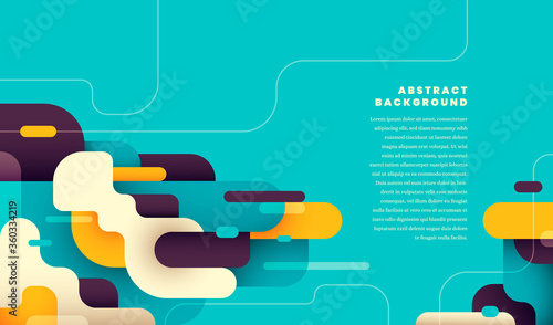 Modish abstract composition with rounded shapes in color and text box. Vector illustration.