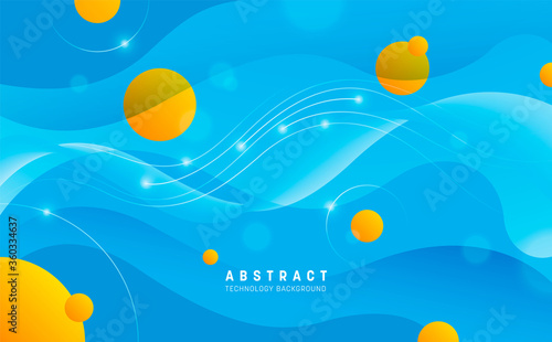 Wavy style technology abstraction with circles. Vector illustration.