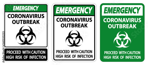 Emergency Coronavirus Outbreak Sign Isolate On White Background,Vector Illustration