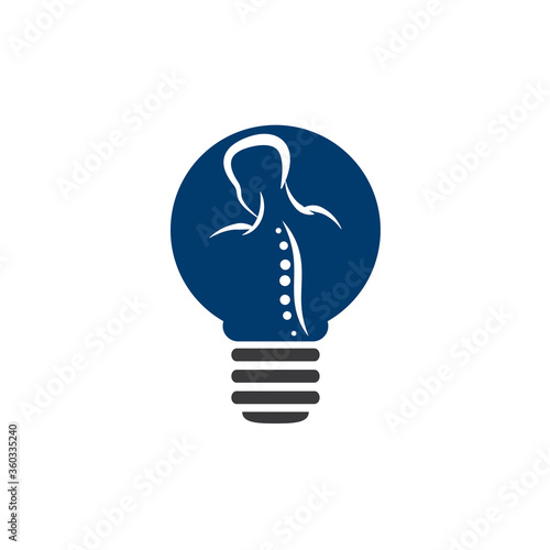 Chiropractic Bulb Lamp Logo Design Vector illustration. Human backbone Pain Logo. Spine care logo.