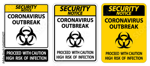 Security Notice Coronavirus Outbreak Sign Isolate On White Background,Vector Illustration
