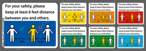 Keep 6 Feet Distance,For your safety,please keep at least 6 feet distance between you and others.