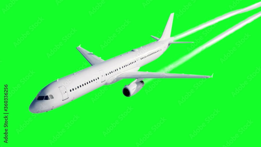 Passenger flying Plane animation. A condensation trail of an airplane. Green screen 4k footage. Passenger flying Plane animation. A condensation trail of an airplane. Green screen 4k footage.