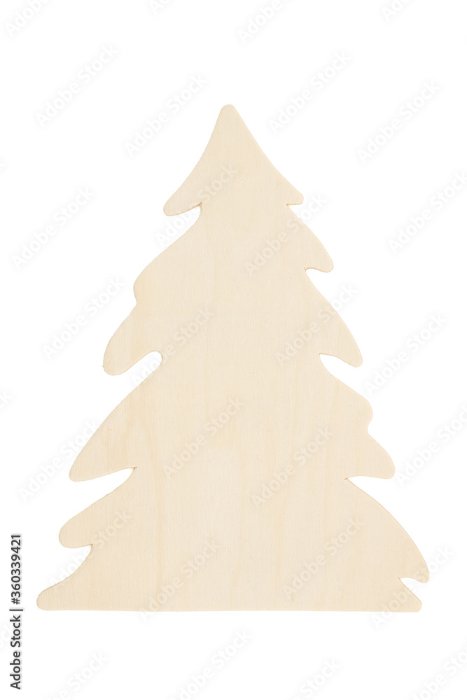 Light unfinished wood Christmas tree isolated on white Light unfinished wood Christmas tree isolated on white
