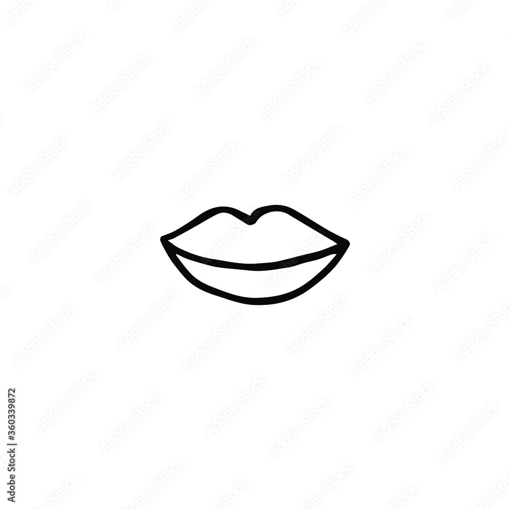 Vector hand drawn doodle sketch woman lips isolated on white background Vector hand drawn doodle sketch woman lips isolated on white background
