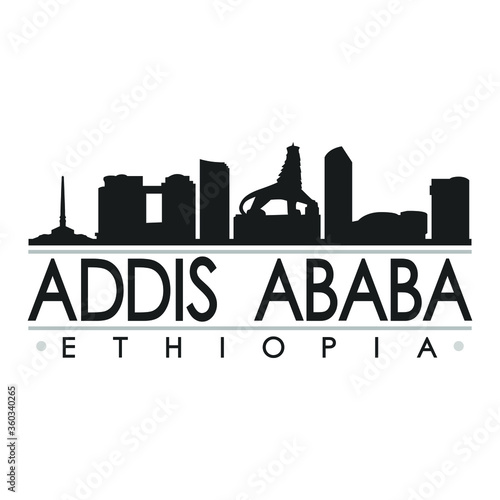 Addis Ababa Ethiopia Africa Skyline Silhouette Design City Vector Art Famous Buildings