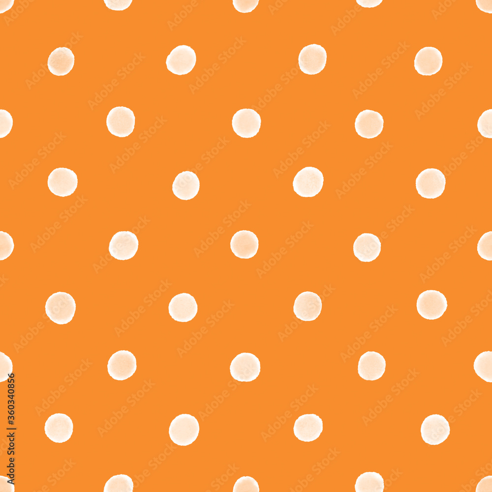 rainbow orange and white watercolor polka dots cute seamless pattern retro background