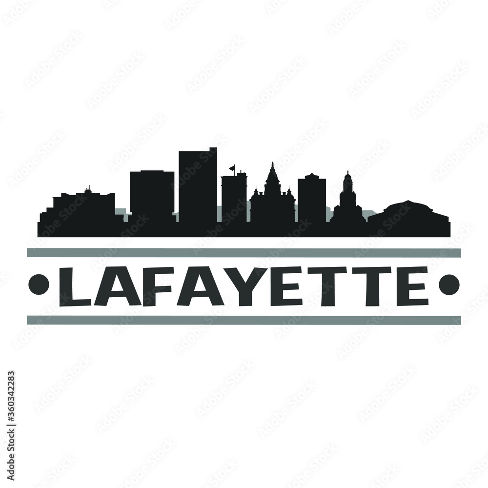Lafayette Louisiana City Travel. City Skyline. Silhouette City. Design Vector. Famous Monuments.
