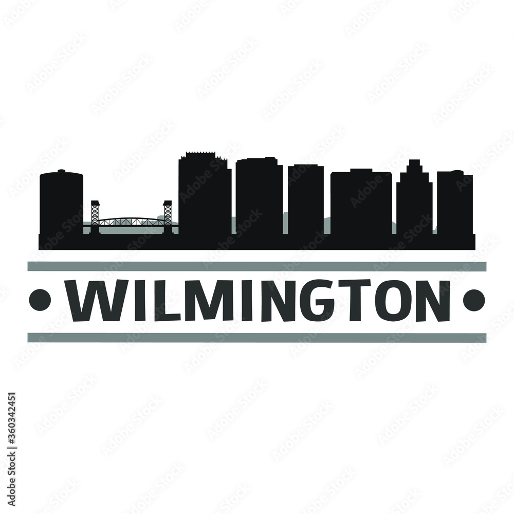 Fototapeta premium Wilmington Delaware City Travel. City Skyline. Silhouette City. Design Vector. Famous Monuments.