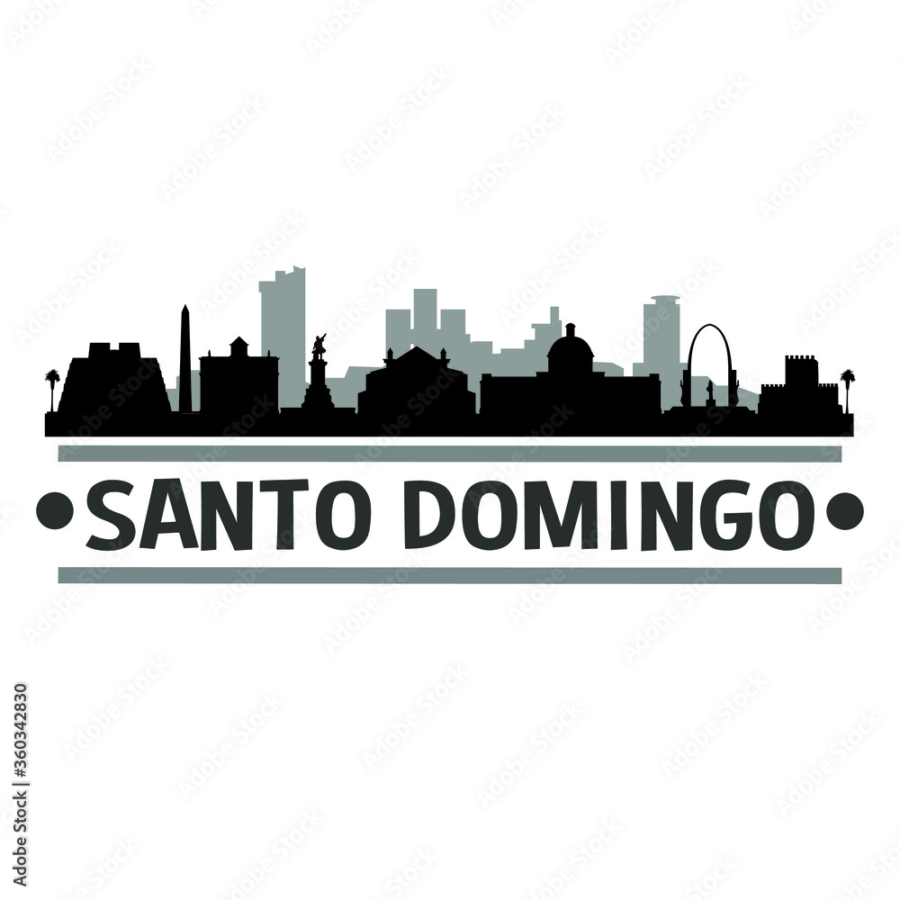 Santo Domingo Dominican Republic Travel. City Skyline. Silhouette City. Design Vector. Famous Monuments.