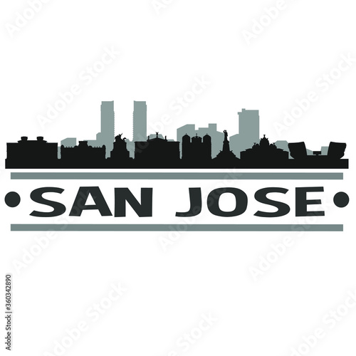 San Jose Costa Rica City Travel. City Skyline. Silhouette City. Design Vector. Famous Monuments.