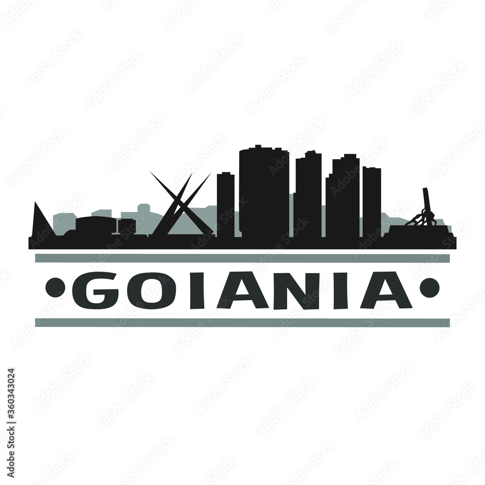 Goiania Brazil City Travel. City Skyline. Silhouette City. Design Vector. Famous Monuments.