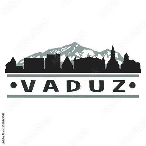 Vaduz Liechtenstein City Travel. City Skyline. Silhouette City. Design Vector. Famous Monuments.