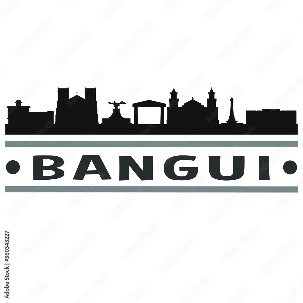 Bangui Central Africa Travel. City Skyline. Silhouette City. Design Vector. Famous Monuments.