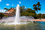 Fountain in Balboa Public Park in San Diego California.  The park and its historic Exposition buildings were declared a National Historic Landmark District in 1977.