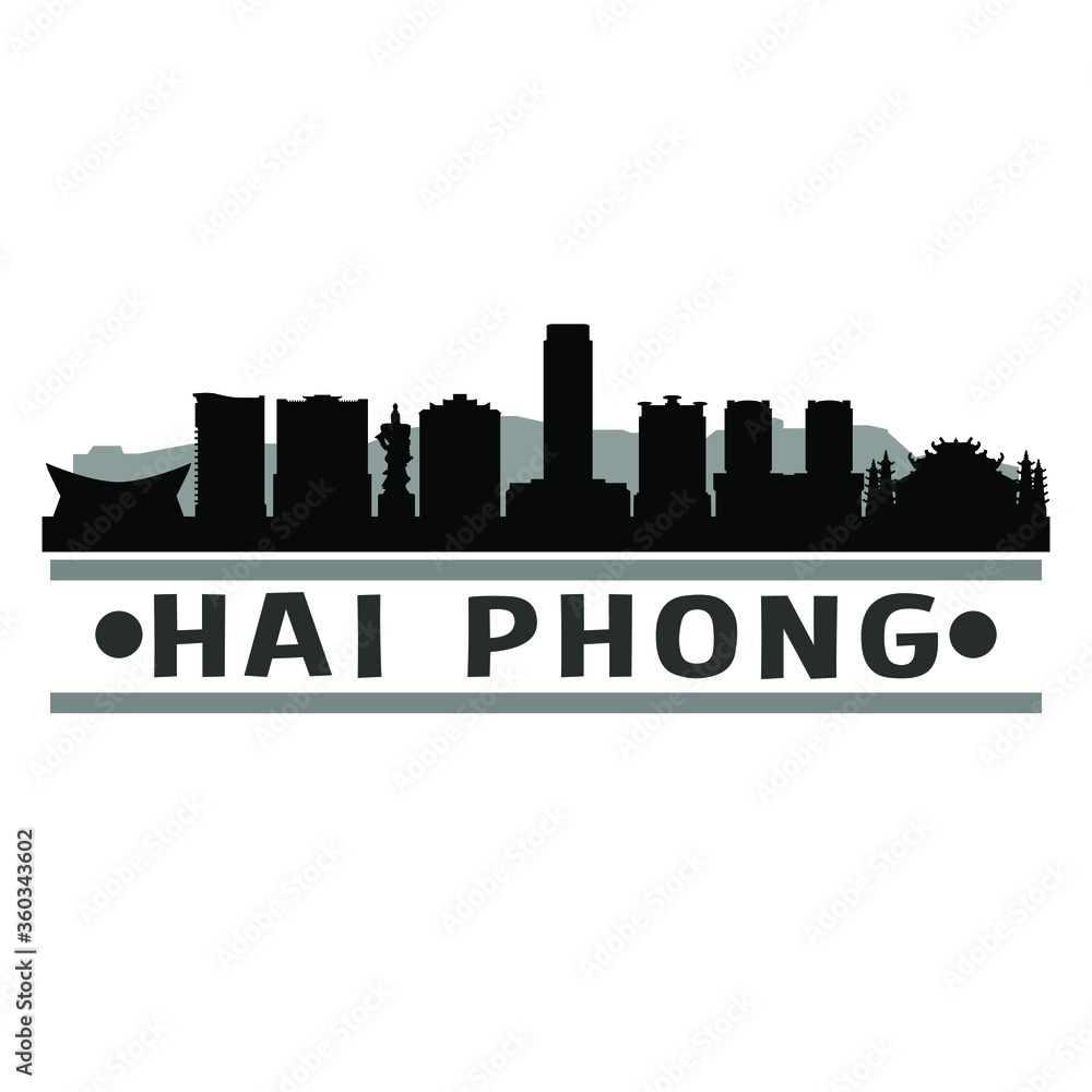 Hai Phong Vietnam Travel. City Skyline. Silhouette City. Design Vector. Famous Monuments.