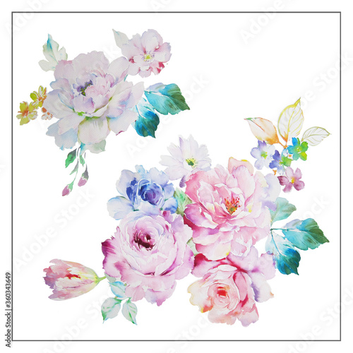 Watercolor flowers illustration © long