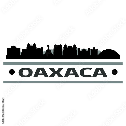 Oaxaca Mexico Skyline Silhouette Stamp City Design Vector Art Template.