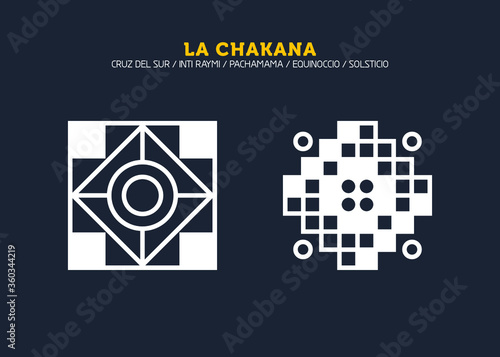 Inca Cross Chakana, Inti Raymi Ecuador, Peru emblematic symbol of an ancestral and cultural celebration of the Andean peoples for the winter solstice. Ethnic folk image. Tribe motif. Tribal. Pachamama