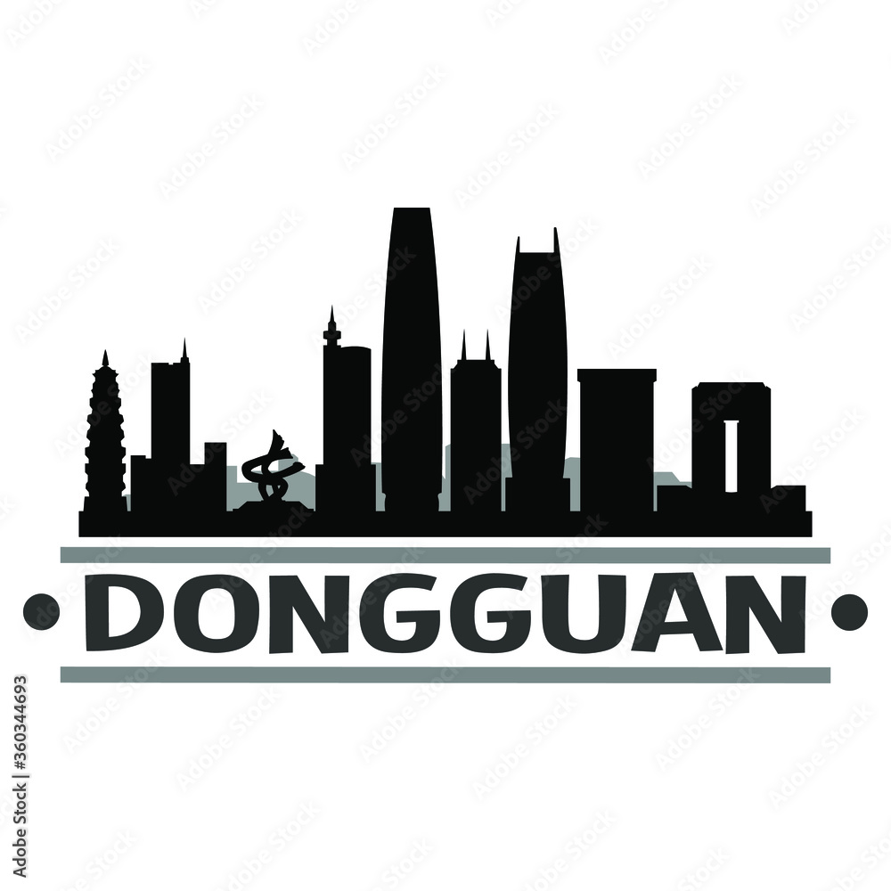 Fototapeta premium Dongguan China. City Skyline. Silhouette City. Design Vector. Famous Monuments.