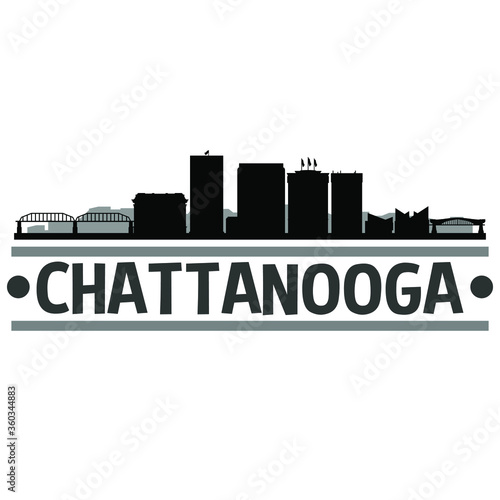 Chatanooga Teennessee. Skyline Silhouette City. Cityscape Design Vector. Famous Monuments Tourism.