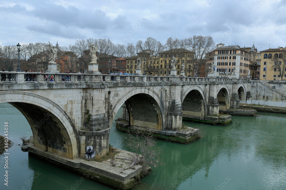 A view of famous river bridges in the city of Rome. Italy