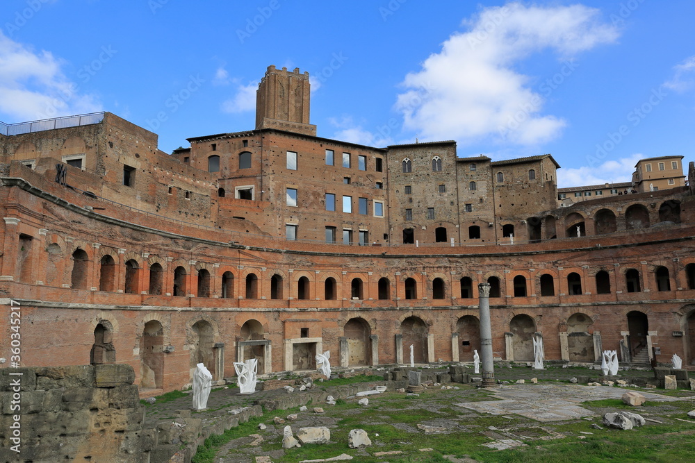 Ruins of Trajans forum. Rome, Italy. A view from the remains of Trajan Markets.