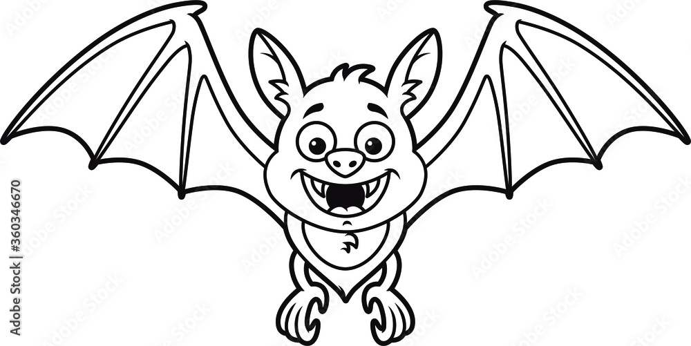 Vector Cartoon Cute Bat Line Art Stock Vector Adobe Stock