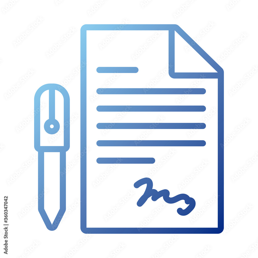 paper document with pen gradient style icon paper document with pen gradient style icon