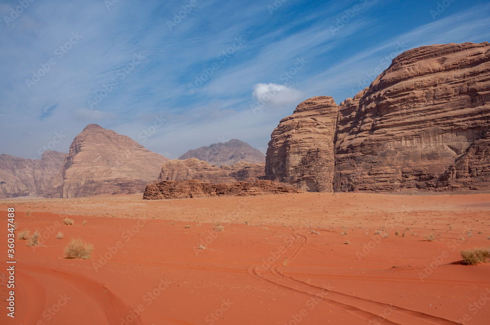 Scenic desert landscape in Wadi Rum, Jordan Scenic desert landscape in Wadi Rum, Jordan