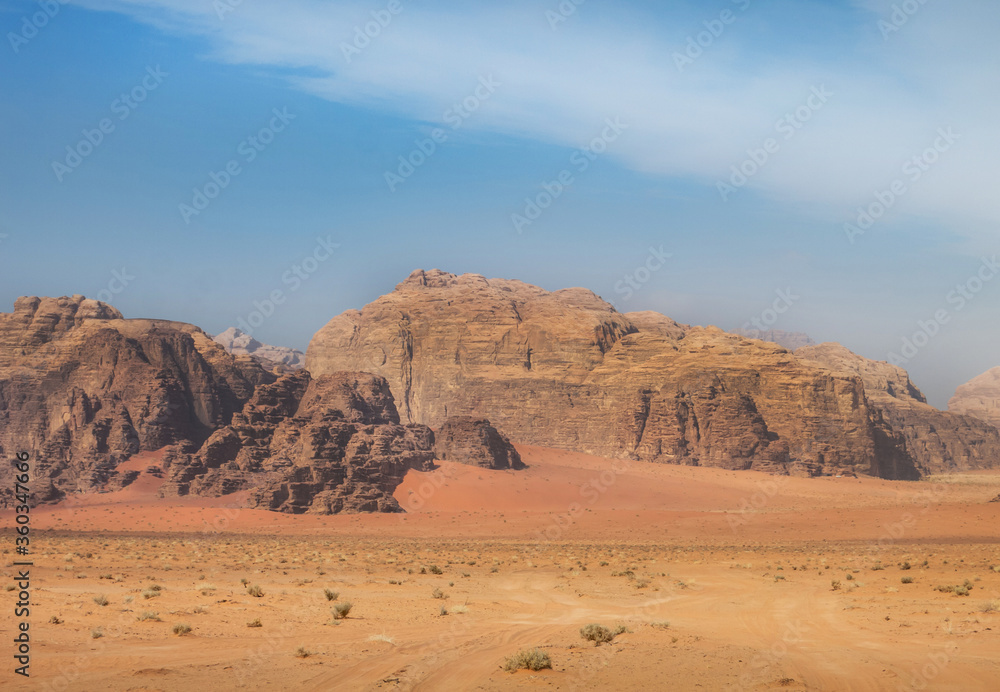 Scenic desert landscape in Wadi Rum, Jordan Scenic desert landscape in Wadi Rum, Jordan