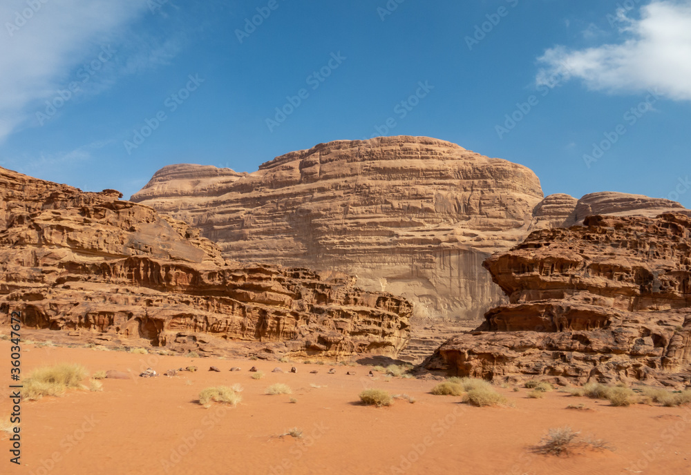 Scenic desert landscape in Wadi Rum, Jordan Scenic desert landscape in Wadi Rum, Jordan