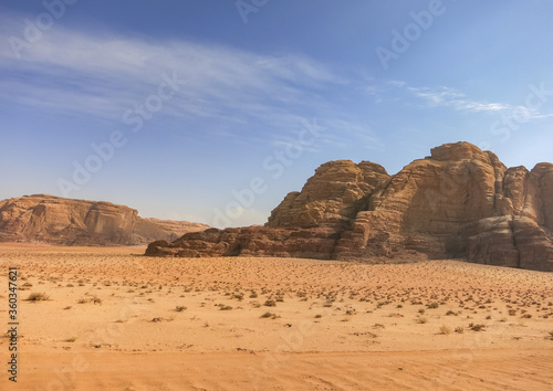 Scenic desert landscape in Wadi Rum  Jordan