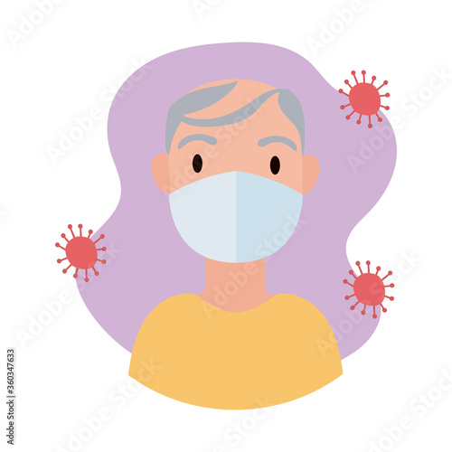old man wearing medical mask block style