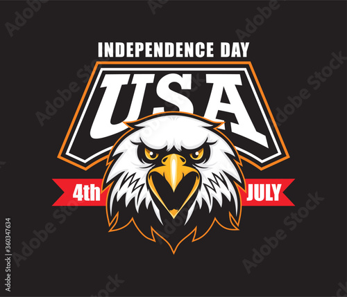 independence day of the usa 4 th july with eagle mascot. Happy independence day