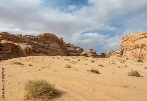 Scenic desert landscape in Wadi Rum, Jordan