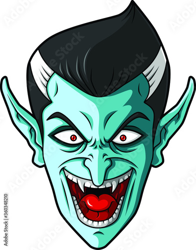 Vector Cartoon Laughing Vampire Head