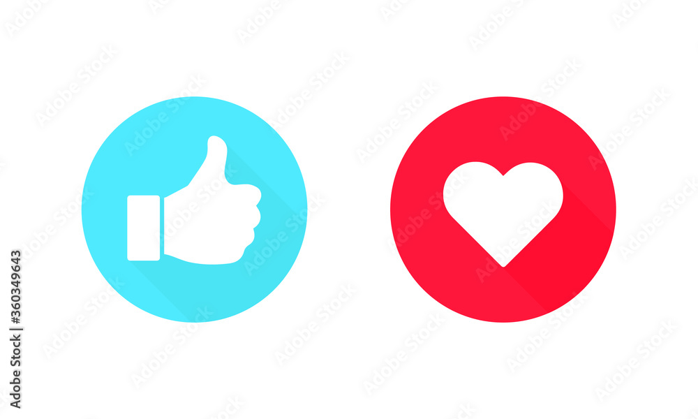 Obraz premium Thumbs up and heart, social media icon, empathetic emoji reactions. Vector Illustration. EPS 10