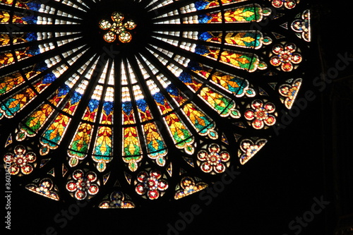 Stained glass window inside the Cathedral of Our Lady of Strasbourg 