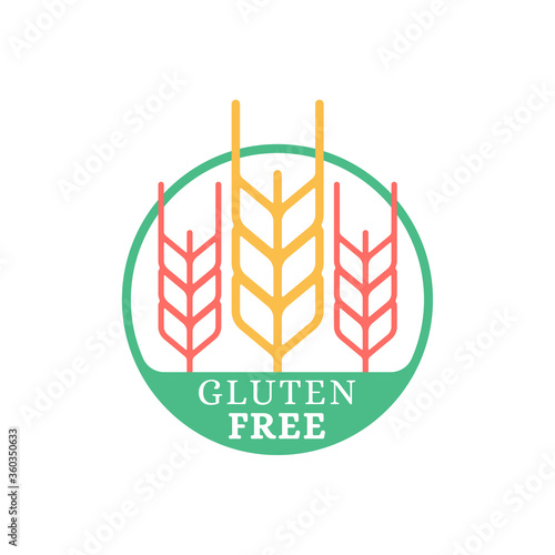 Isolated gluten free icon vector design. No wheat sign. Food allergy product dietary label flat symbol for apps and websites. Food package or dietetic product nutrition element.