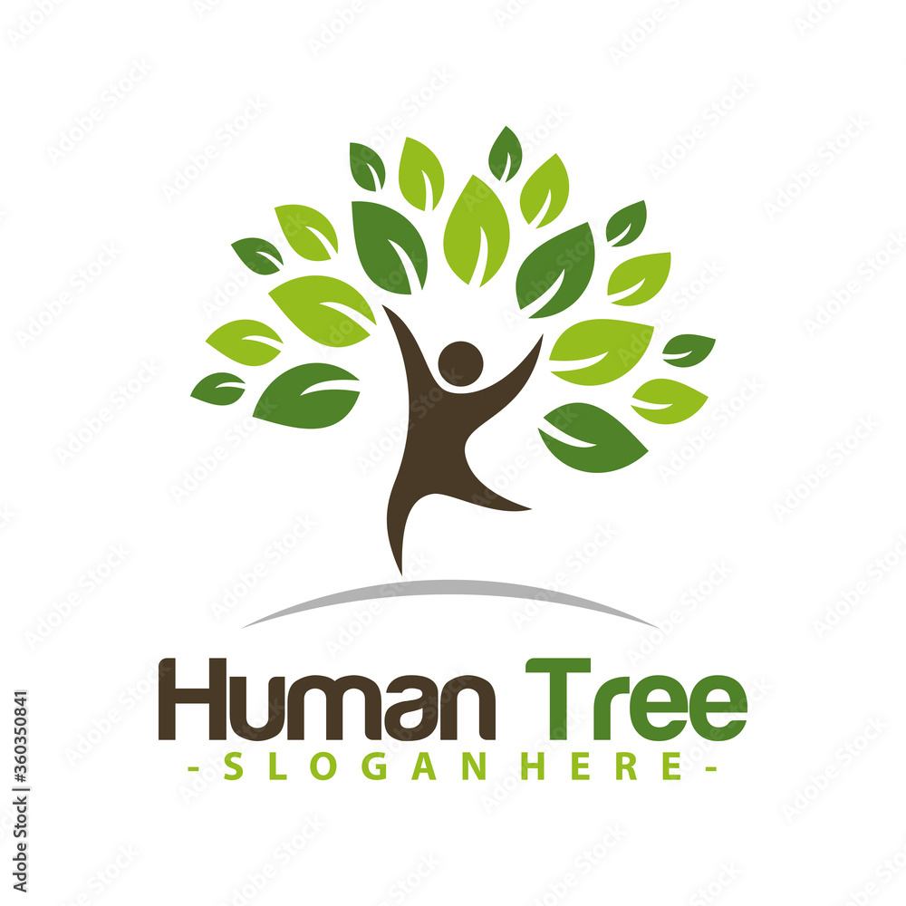 Obraz premium Human Tree Logo Vector Template Design. Vector Illustration.