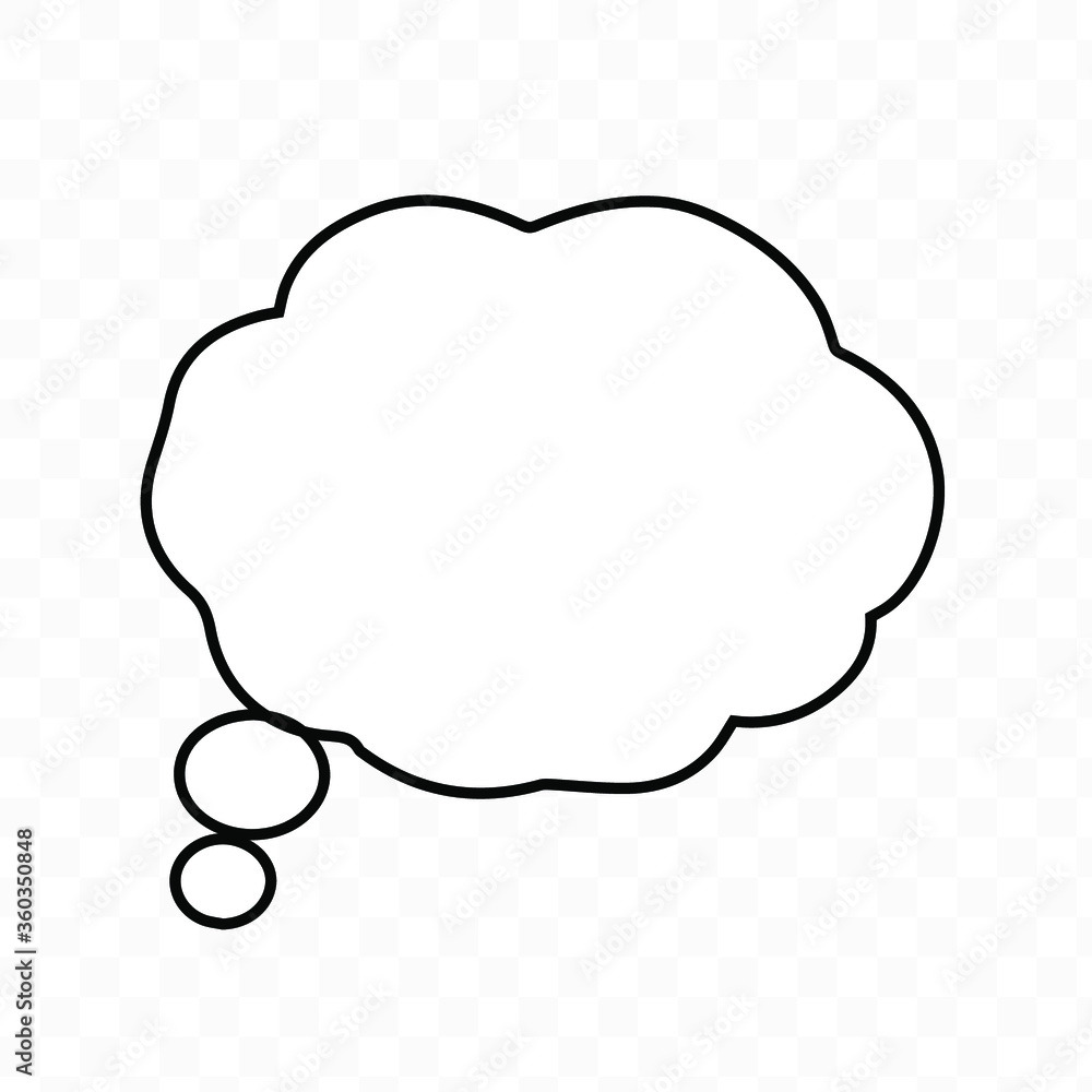Think bubble isolated. Trendy think bubble in flat style. Modern template for social network and label. Creative thought balloon. Cloud line art, vector illustration Think bubble isolated. Trendy think bubble in flat style. Modern template for social network and label. Creative thought balloon. Cloud line art, vector illustration