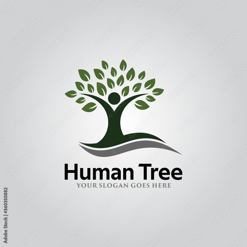 Obraz premium Human Tree Logo Vector Template Design. Vector Illustration.