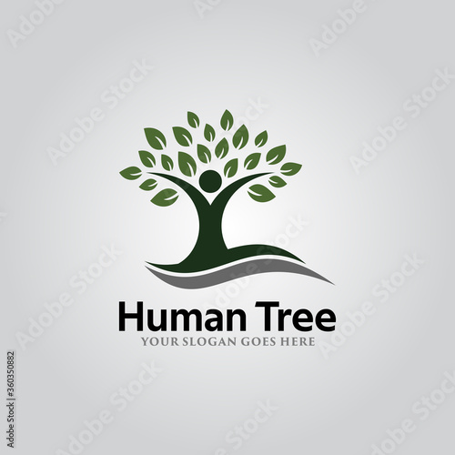 Human Tree Logo Vector Template Design. Vector Illustration.