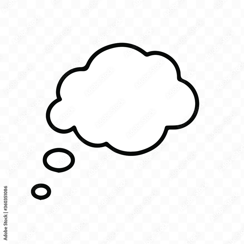 Think bubble isolated. Trendy think bubble in flat style. Modern template for social network and label. Creative thought balloon. Cloud line art, vector illustration Think bubble isolated. Trendy think bubble in flat style. Modern template for social network and label. Creative thought balloon. Cloud line art, vector illustration