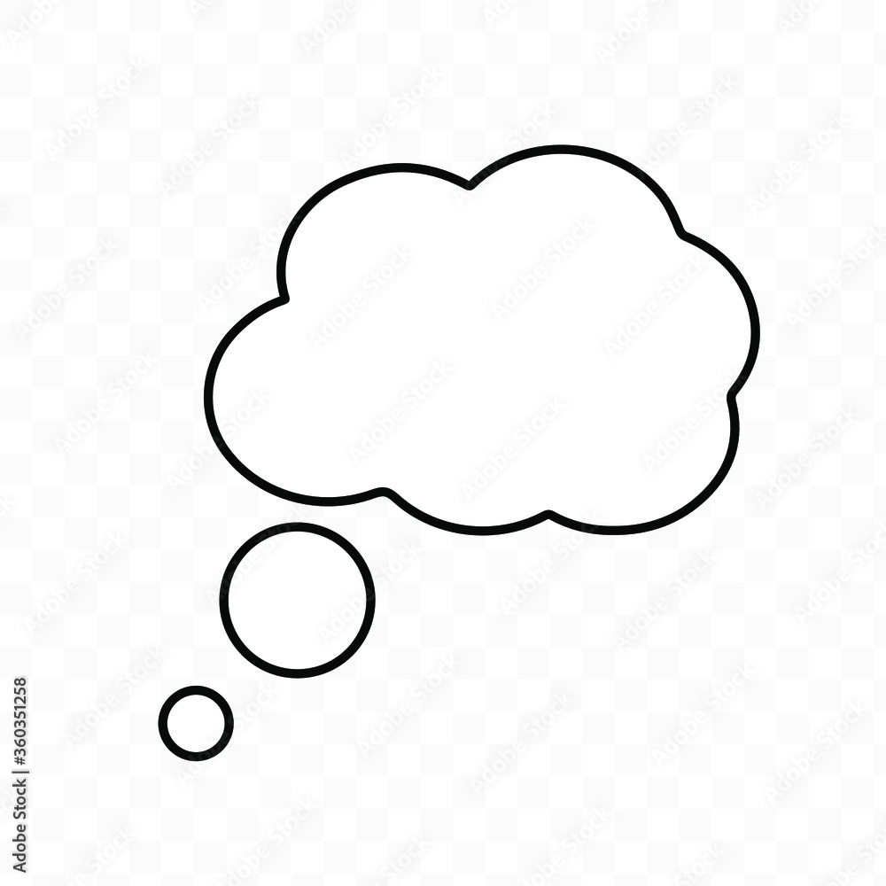 Think bubble isolated. Trendy think bubble in flat style. Modern template for social network and label. Creative thought balloon. Cloud line art, vector illustration Think bubble isolated. Trendy think bubble in flat style. Modern template for social network and label. Creative thought balloon. Cloud line art, vector illustration